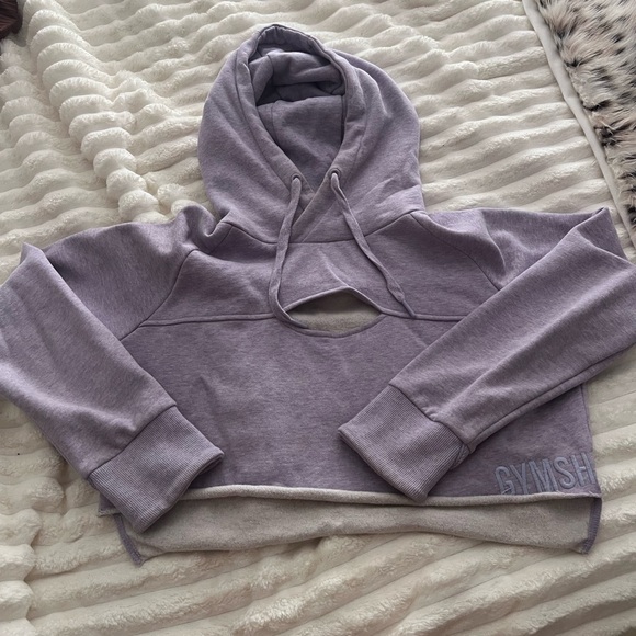 Gymshark Tops - Gymshark Lavender Cropped Hoodie with Front Keyhole
